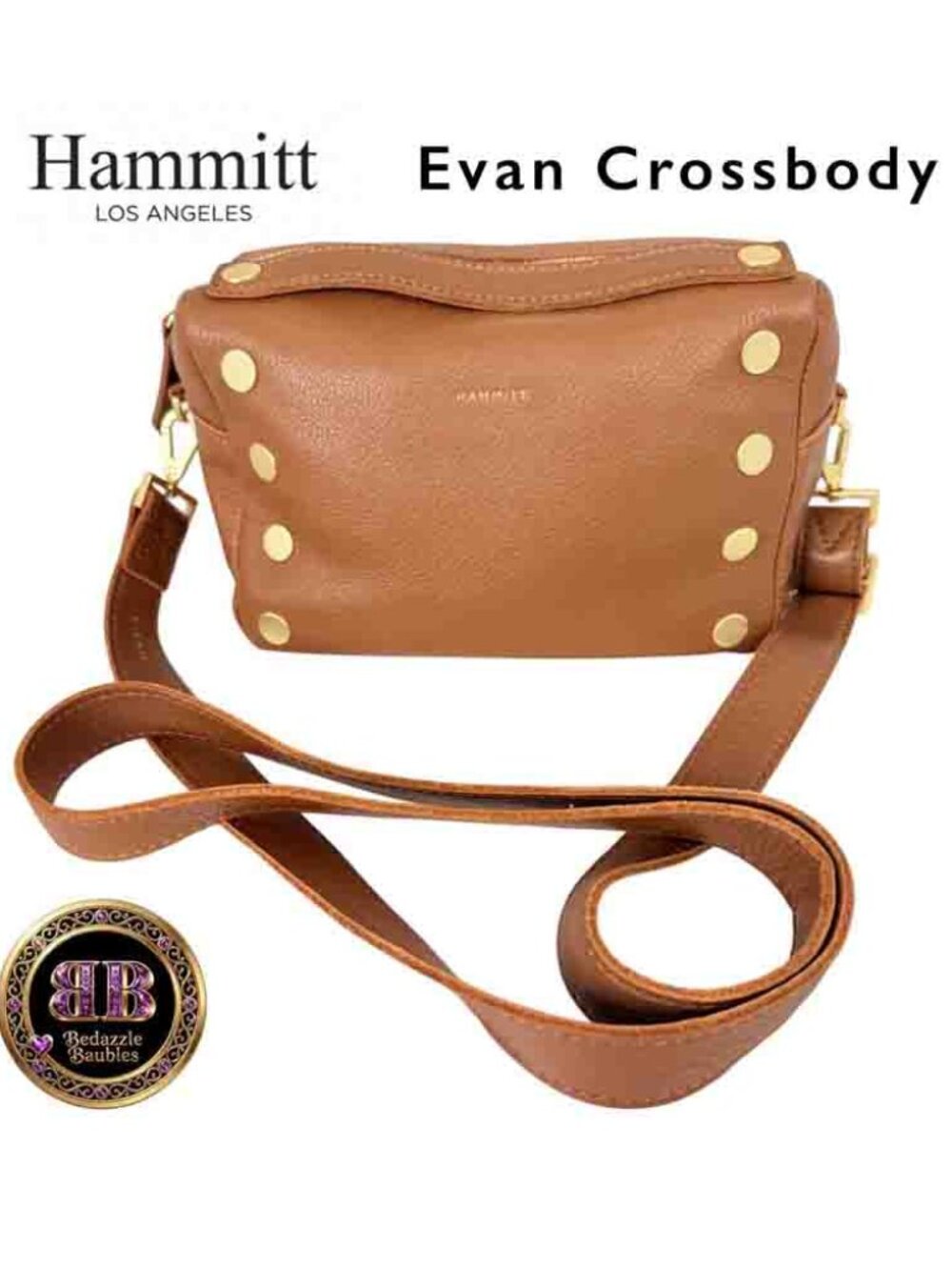 Hammitt Evan Crossbody Mahogany Pebble/Brushed Gold Red Zip Excellent Conditio